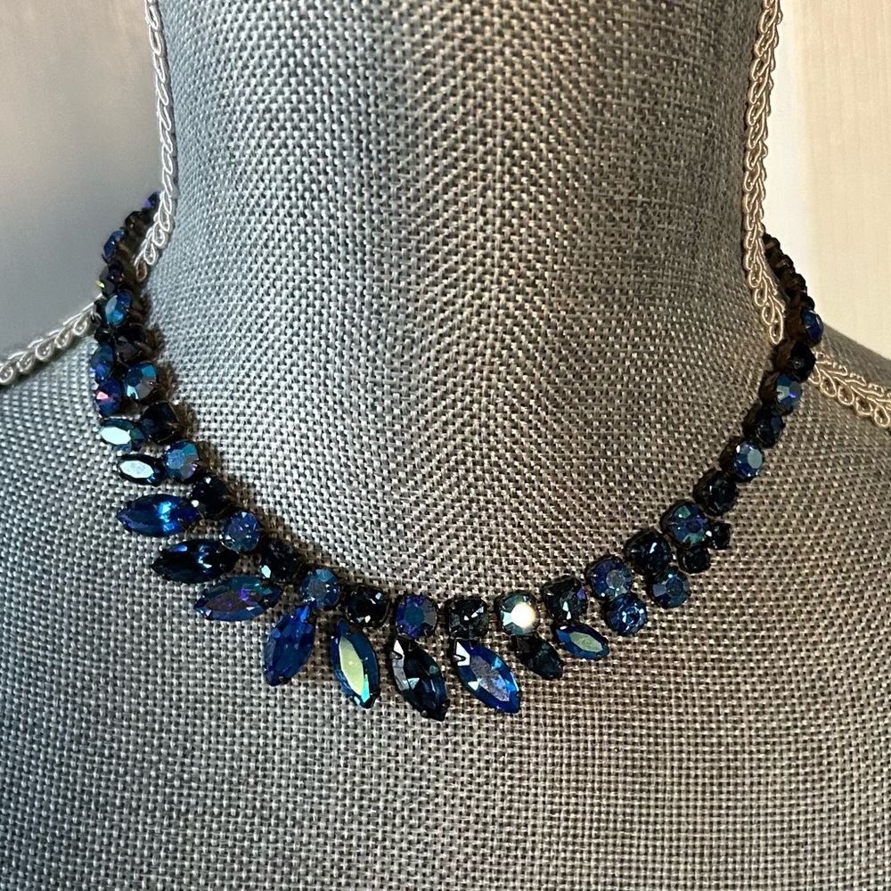 Regency Signed l Vintage 15" Choker Marquise Rhinestone Necklace Shepherd's Hook